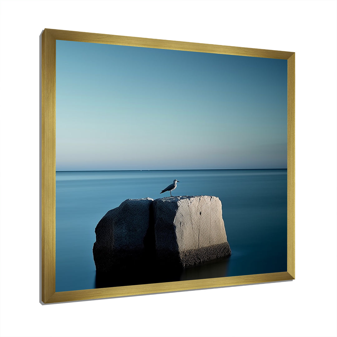 Coastal Seagull Scenery Minimalism - Coastal Animal Living Room Wall Art