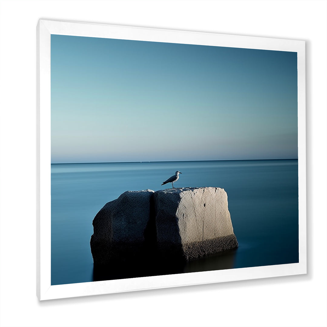 Coastal Seagull Scenery Minimalism - Coastal Animal Living Room Wall Art