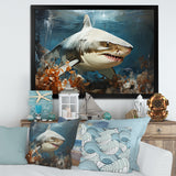 Minimalism Shark Hunting - Coastal Animal Bedroom Wall Art