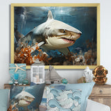 Minimalism Shark Hunting - Coastal Animal Bedroom Wall Art