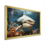 Minimalism Shark Hunting - Coastal Animal Bedroom Wall Art