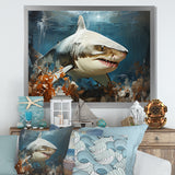 Minimalism Shark Hunting - Coastal Animal Bedroom Wall Art