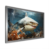 Minimalism Shark Hunting - Coastal Animal Bedroom Wall Art