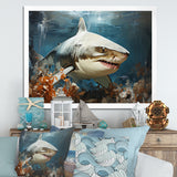 Minimalism Shark Hunting - Coastal Animal Bedroom Wall Art