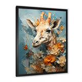 Blue And Beige Giraffe Portrait - Giraffe Canvas Wall Art