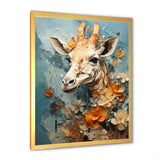 Blue And Beige Giraffe Portrait - Giraffe Canvas Wall Art