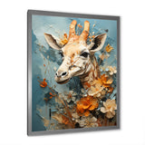 Blue And Beige Giraffe Portrait - Giraffe Canvas Wall Art