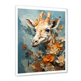 Blue And Beige Giraffe Portrait - Giraffe Canvas Wall Art