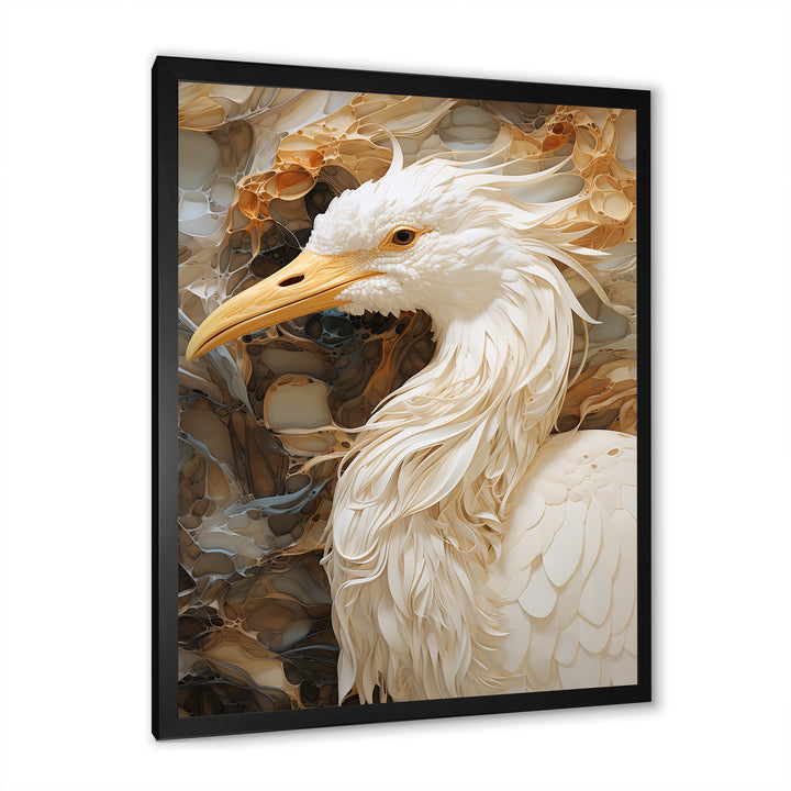 Modern Beige Heron Portrait - Heron Wall Decor