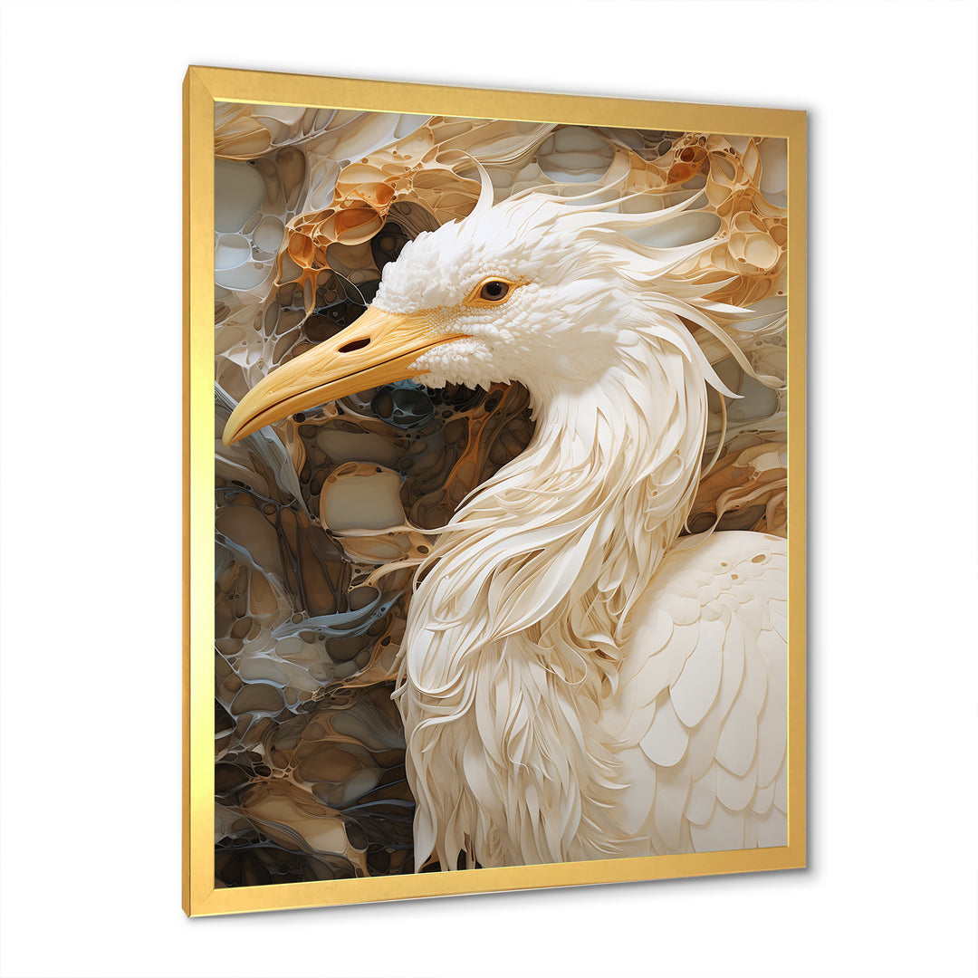 Modern Beige Heron Portrait - Heron Wall Decor