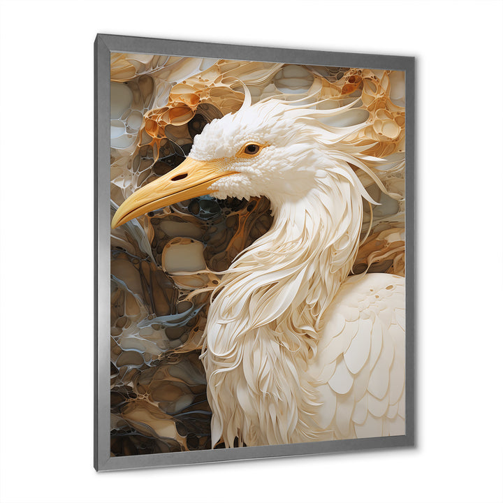 Modern Beige Heron Portrait - Heron Wall Decor