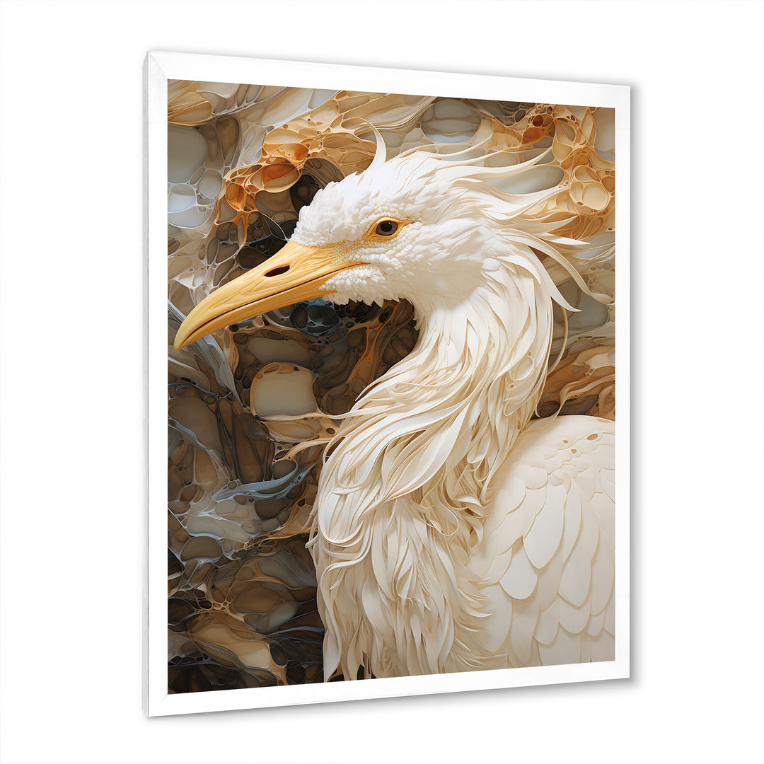 Modern Beige Heron Portrait - Heron Wall Decor