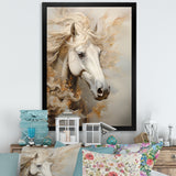 Minimal Beige And White Horse Portrait - Horse Wall Decor