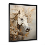 Minimal Beige And White Horse Portrait - Horse Wall Decor
