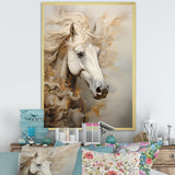 Minimal Beige And White Horse Portrait - Horse Wall Decor