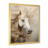 Minimal Beige And White Horse Portrait - Horse Wall Decor