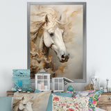 Minimal Beige And White Horse Portrait - Horse Wall Decor