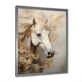Minimal Beige And White Horse Portrait - Horse Wall Decor