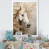 Minimal Beige And White Horse Portrait - Horse Wall Decor