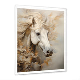 Minimal Beige And White Horse Portrait - Horse Wall Decor