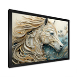 Minimal Blue And White Horse Portrait - Horse Wall Art Prints