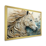 Minimal Blue And White Horse Portrait - Horse Wall Art Prints