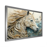 Minimal Blue And White Horse Portrait - Horse Wall Art Prints