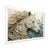 Minimal Blue And White Horse Portrait - Horse Wall Art Prints