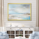 Beige And Blue Beach Minimal Horizon I - Coastal Canvas Wall Art