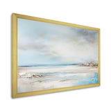 Beige And Blue Beach Minimal Horizon I - Coastal Canvas Wall Art