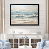 Beige And Blue Coastal Beach Paint - Coastal Canvas Wall Art