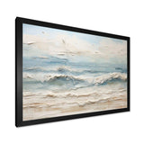 Beige And Blue Coastal Beach Paint - Coastal Canvas Wall Art