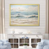 Beige And Blue Coastal Beach Paint - Coastal Canvas Wall Art