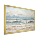 Beige And Blue Coastal Beach Paint - Coastal Canvas Wall Art