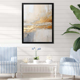 Golden And Beige Abstract Fusion I - Coastal Canvas Wall Art