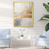 Golden And Beige Abstract Fusion I - Coastal Canvas Wall Art