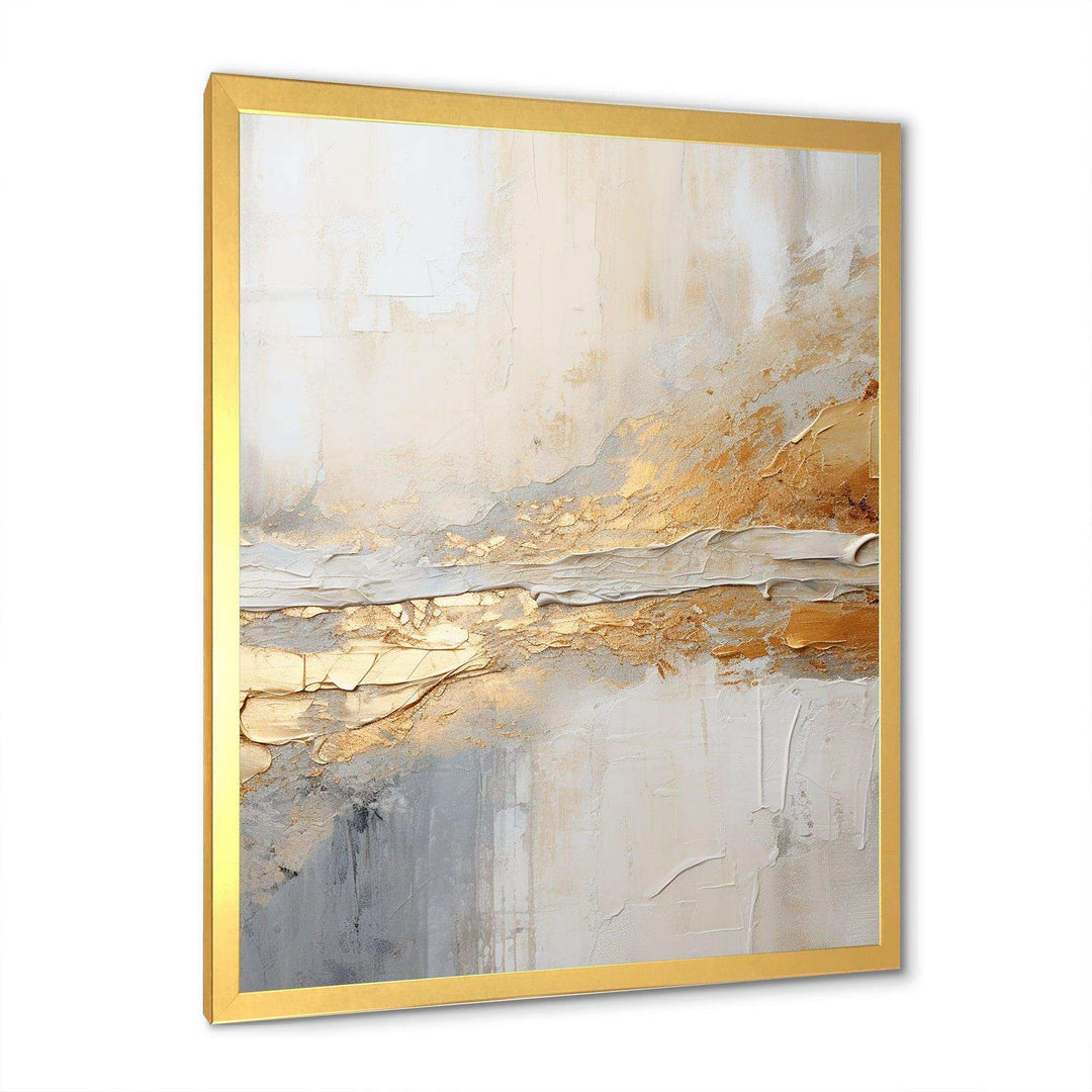 Golden And Beige Abstract Fusion I - Coastal Canvas Wall Art