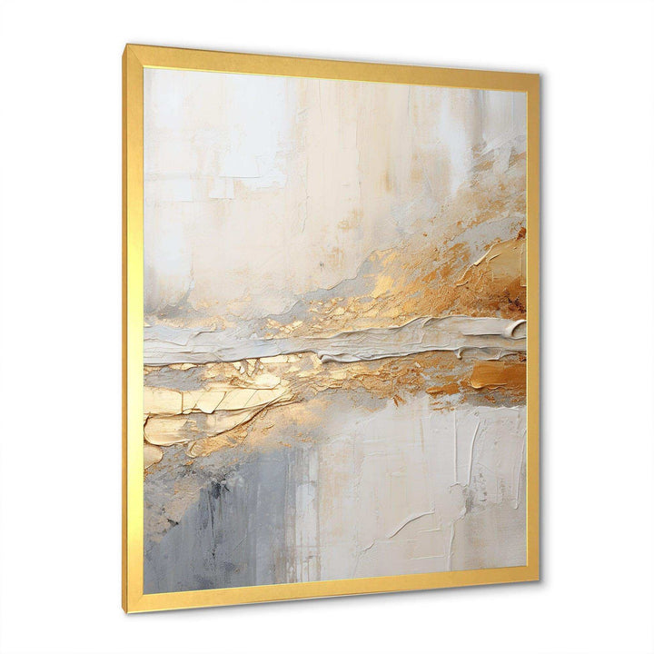 Golden And Beige Abstract Fusion I - Coastal Canvas Wall Art