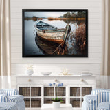 Coastal Boat Charm In Autumn - Coastal Canvas Wall Art