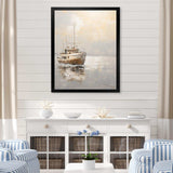 Minimalism Fishing Boat Horizon - Coastal Canvas Wall Art