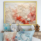 Pink And White Coastal Coral Collage V - Animals Canvas Wall Art