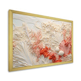 Pink And White Coastal Coral Collage V - Animals Canvas Wall Art