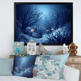 Blue And Black Underwater World - Animals Canvas Wall Art