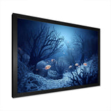 Blue And Black Underwater World - Animals Canvas Wall Art