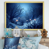 Blue And Black Underwater World - Animals Canvas Wall Art