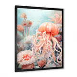 Pink Jellyfish Undersea Wonders - Jellyfish Framed Canvas Art