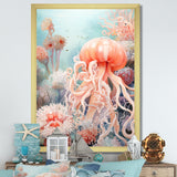 Pink Jellyfish Undersea Wonders - Jellyfish Framed Canvas Art