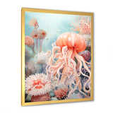 Pink Jellyfish Undersea Wonders - Jellyfish Framed Canvas Art