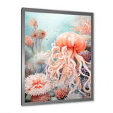 Pink Jellyfish Undersea Wonders - Jellyfish Framed Canvas Art