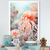 Pink Jellyfish Undersea Wonders - Jellyfish Framed Canvas Art